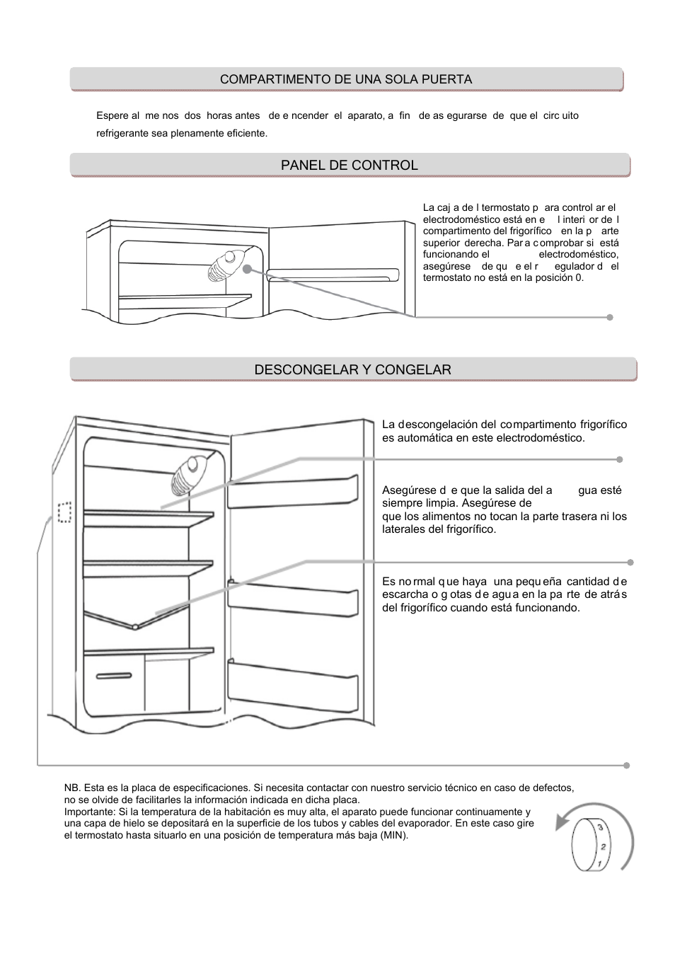 Panel de control descongelar y congelar | Candy CFL 2350 E User Manual | Page 38 / 140