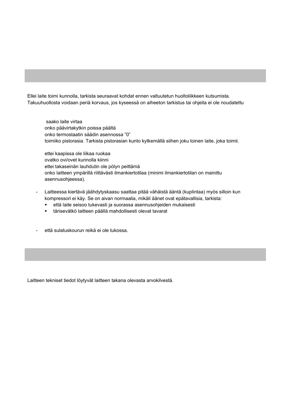 Vianmääritys 5, Tekniset tiedot | Candy CFL 2350 E User Manual | Page 76 / 140