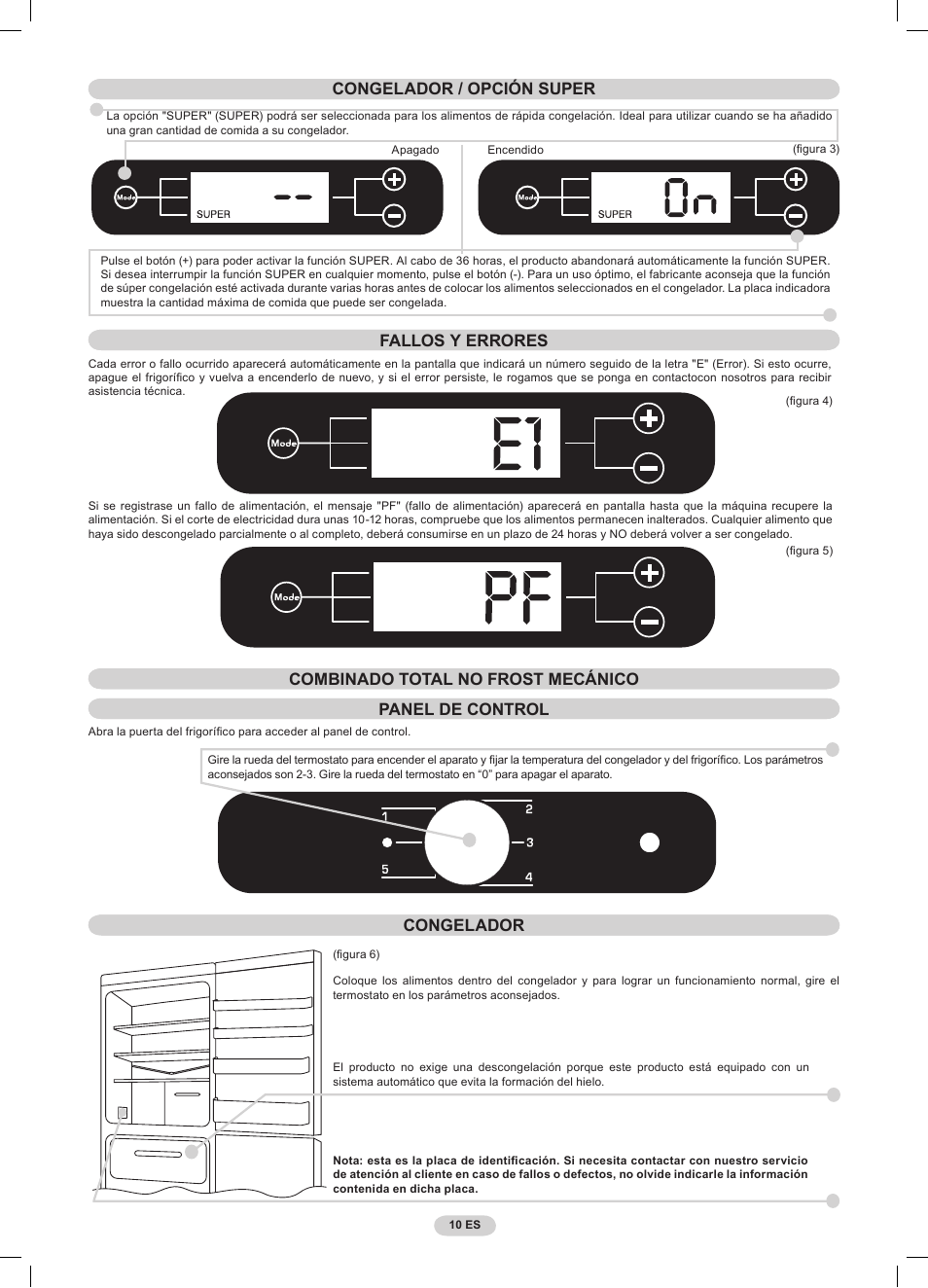 Opzione super congelador | Candy CSCN 6505 User Manual | Page 12 / 32