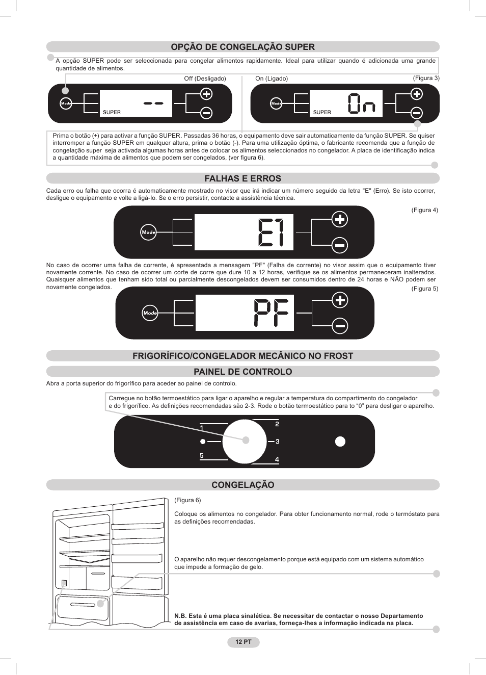 Opzione super congelação | Candy CSCN 6505 User Manual | Page 14 / 32