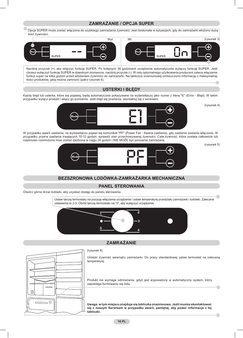 Opzione super zamrażanie | Candy CSCN 6505 User Manual | Page 18 / 32