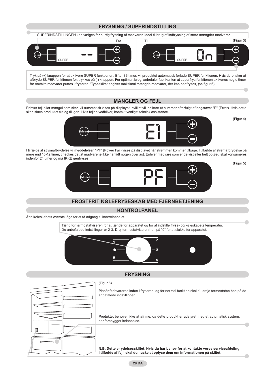 Opzione super frysning | Candy CSCN 6505 User Manual | Page 30 / 32