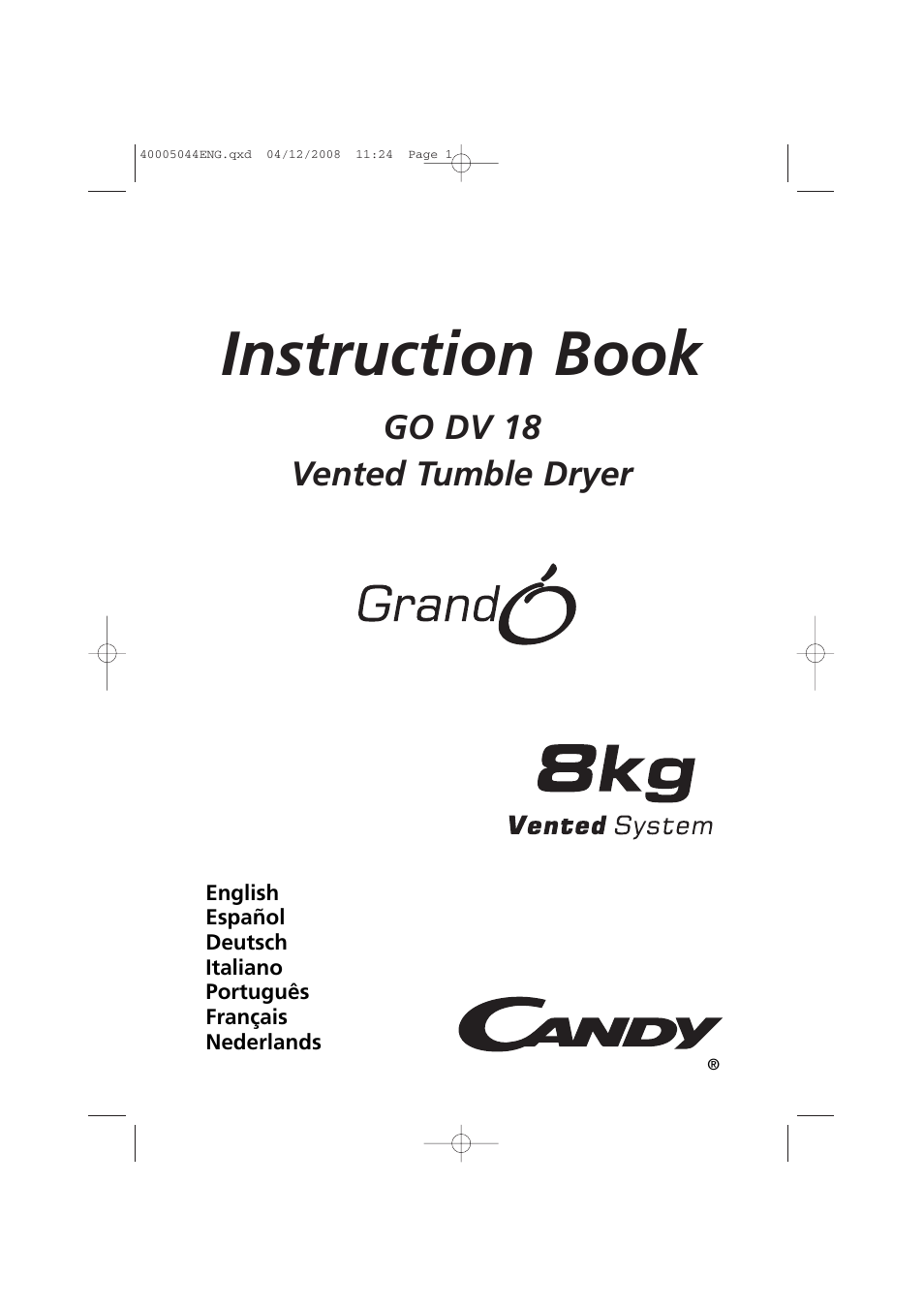 Candy GO DV 18-37S User Manual | 116 pages