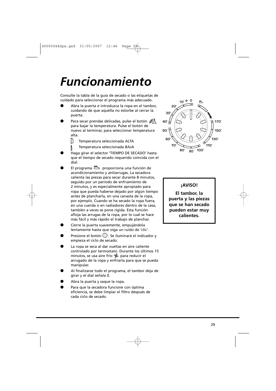 Funcionamiento | Candy GO DV 18-37S User Manual | Page 29 / 116