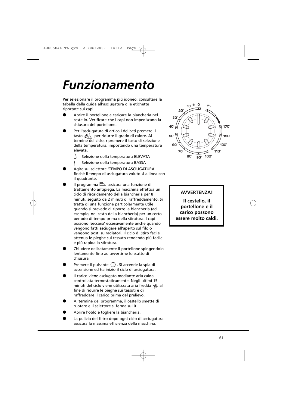 Funzionamento | Candy GO DV 18-37S User Manual | Page 61 / 116