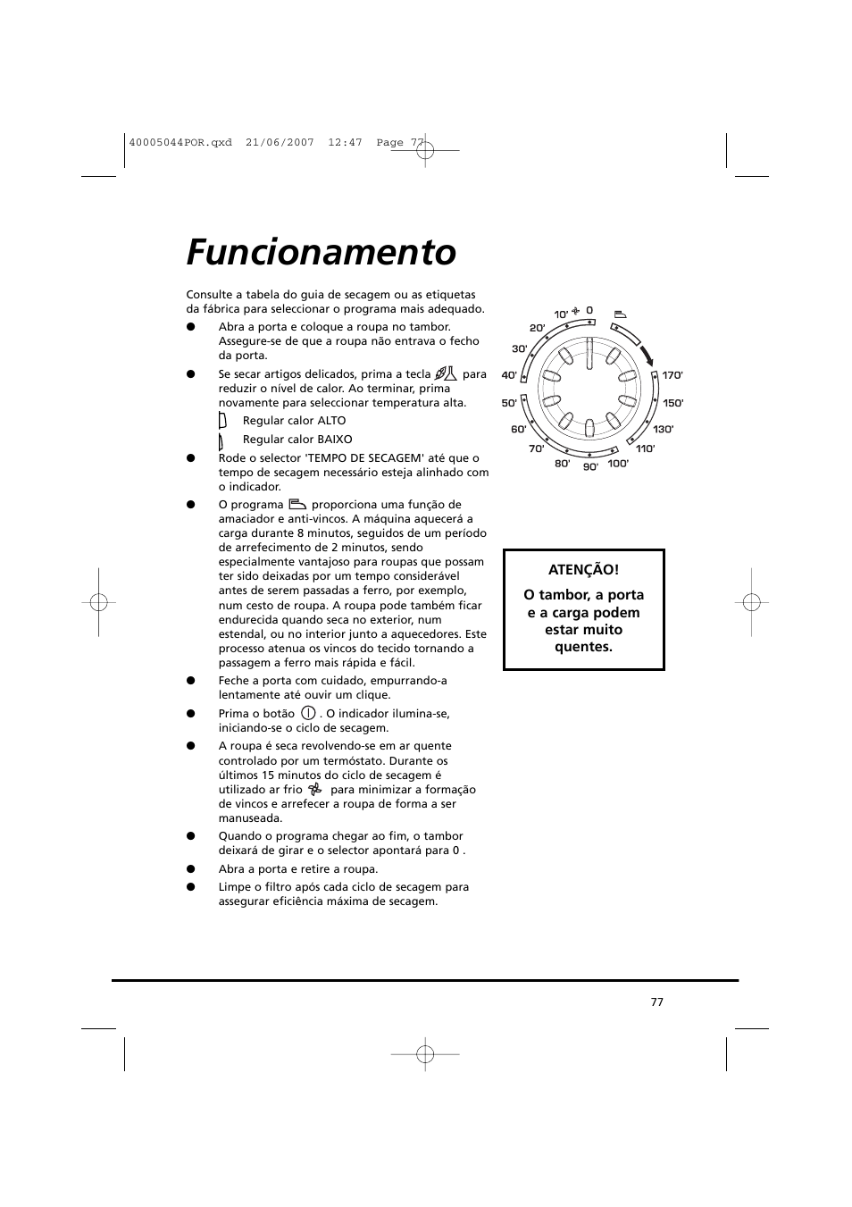 Funcionamento | Candy GO DV 18-37S User Manual | Page 77 / 116