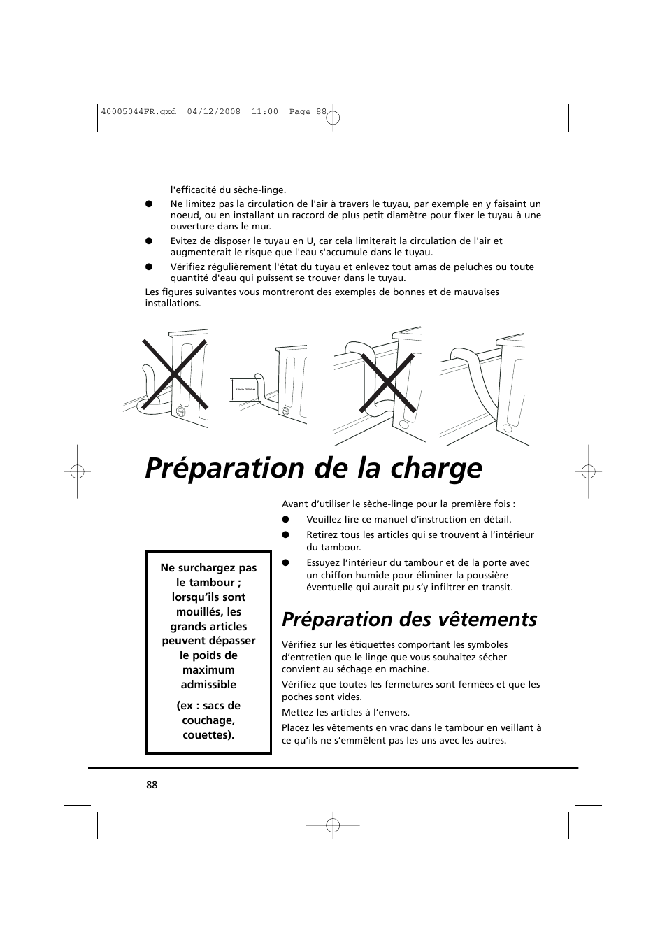 Préparation de la charge, Préparation des vêtements | Candy GO DV 18-37S User Manual | Page 88 / 116