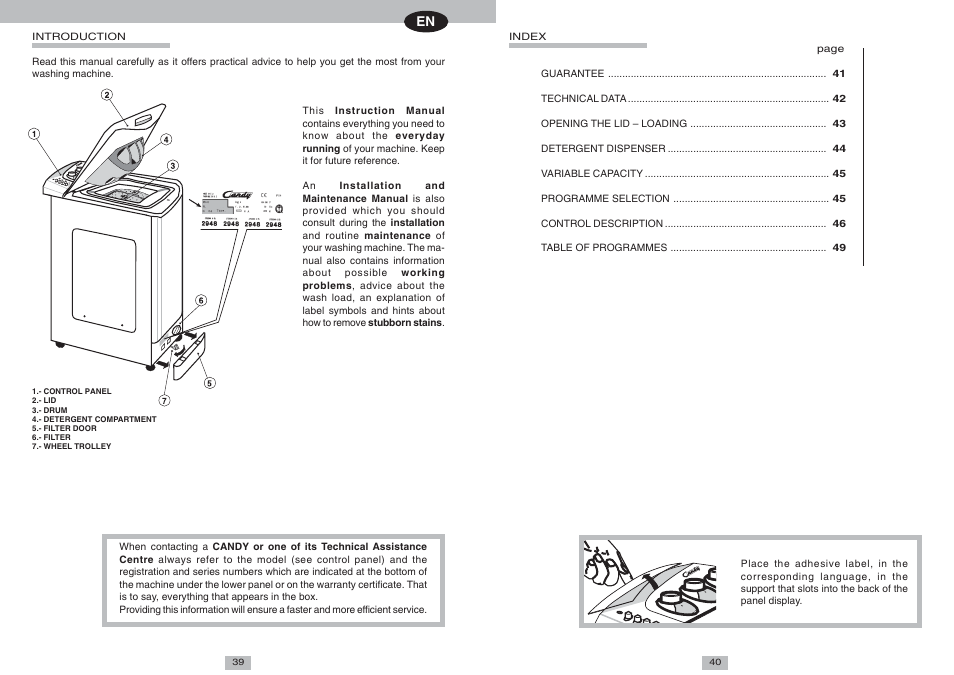 Candy CTT 103 TV S User Manual | 6 pages