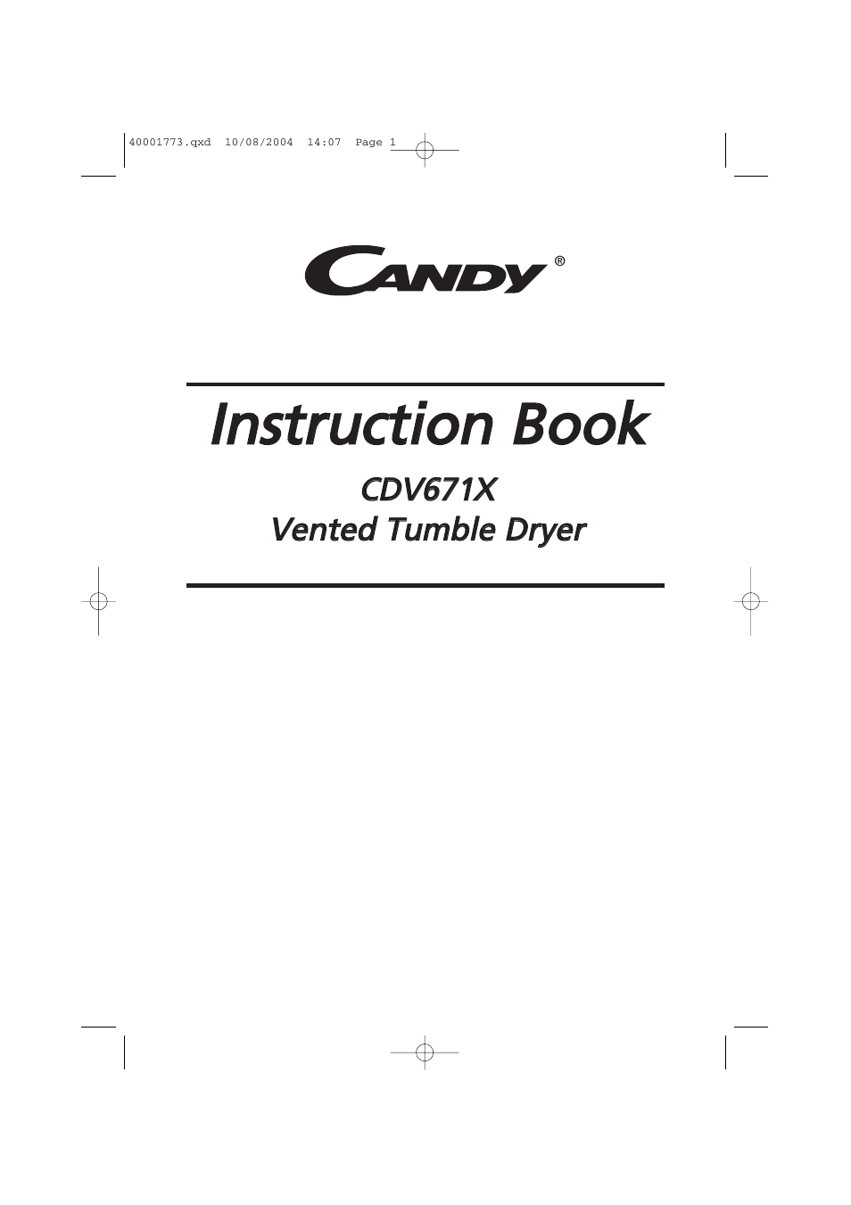 Candy AB CDV 671 X SY User Manual | 100 pages