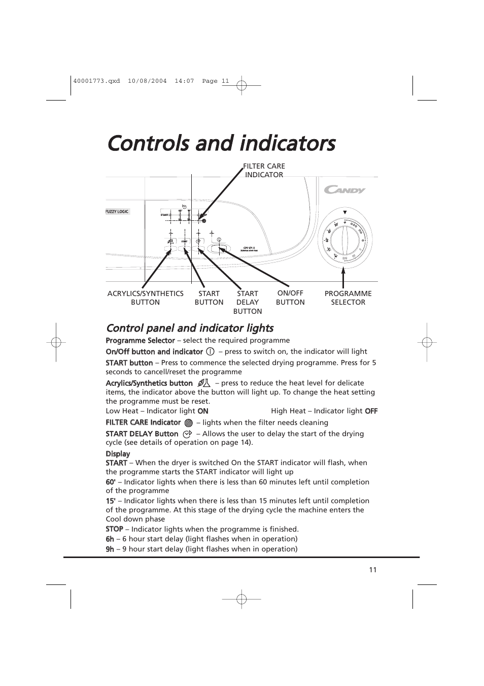 Candy AB CDV 671 X SY User Manual | Page 11 / 100