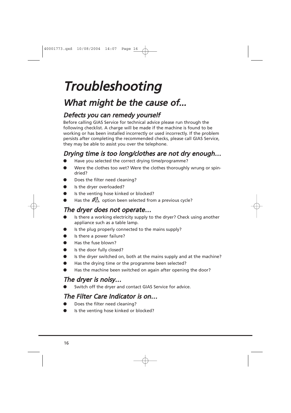 Ttrro ou ub blle essh ho oo ottiin ng g | Candy AB CDV 671 X SY User Manual | Page 16 / 100