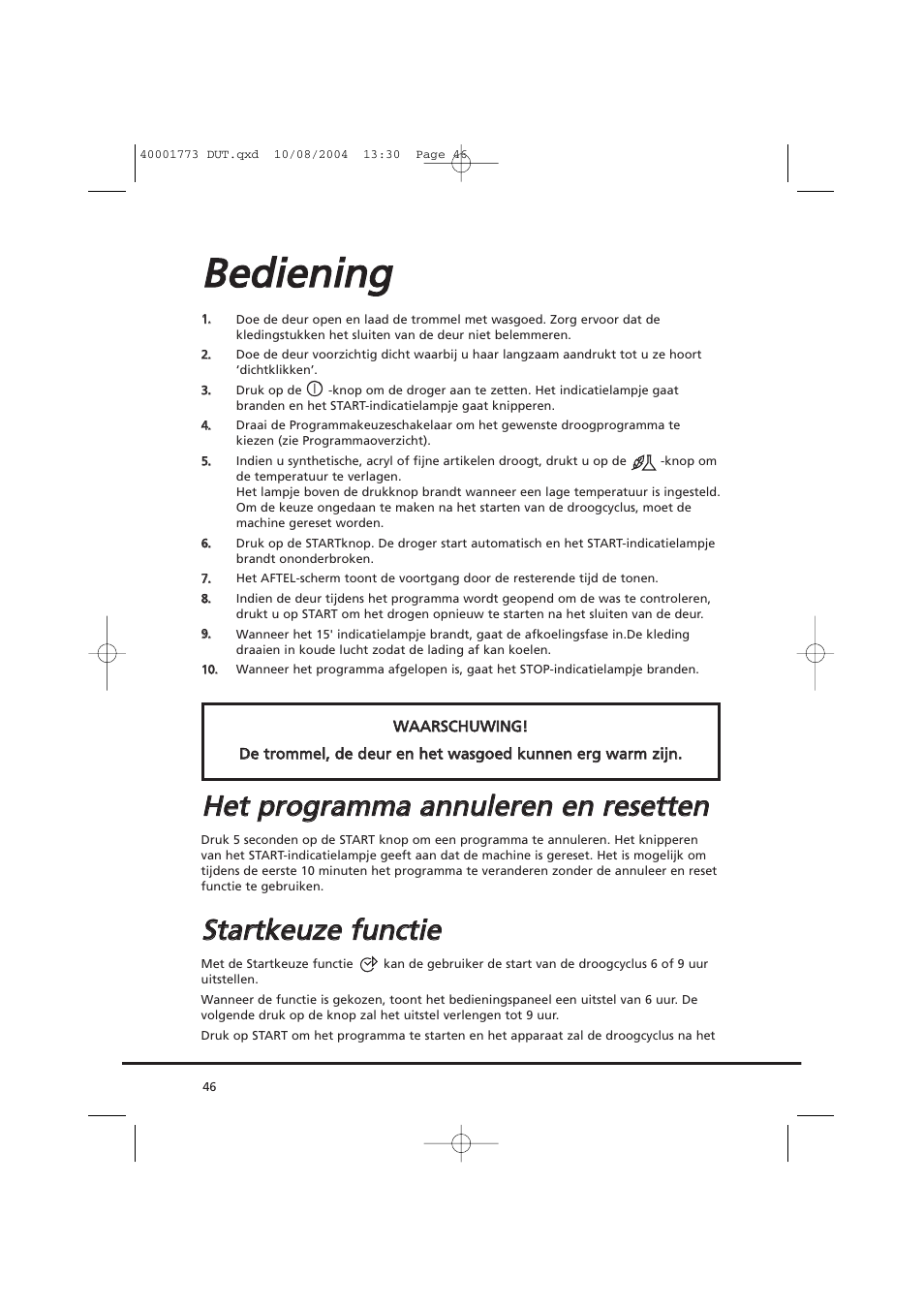 Bbe ed diie en niin ng g, Sstta arrttk ke eu uz ze e ffu un nccttiie e | Candy AB CDV 671 X SY User Manual | Page 46 / 100