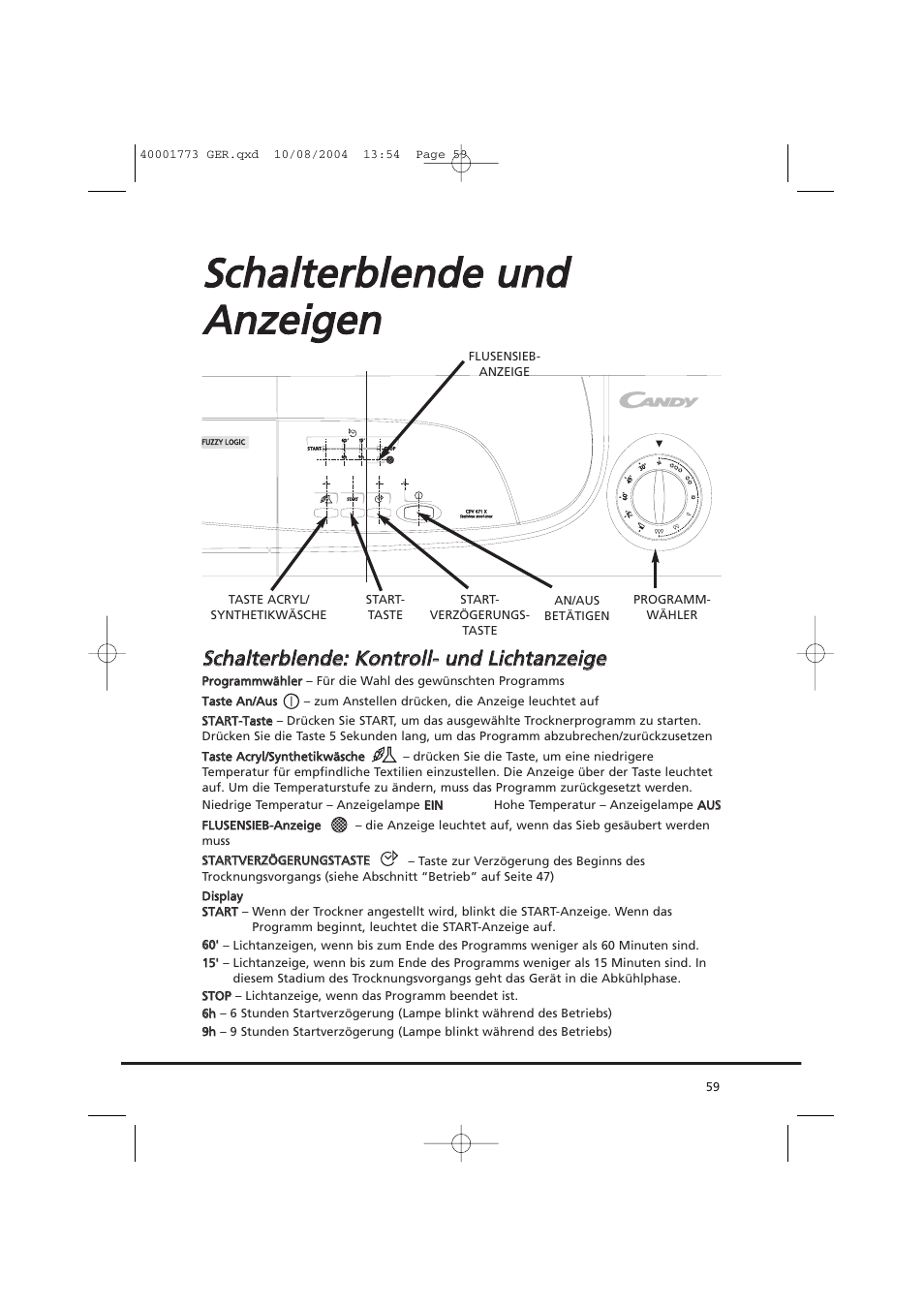 Candy AB CDV 671 X SY User Manual | Page 59 / 100