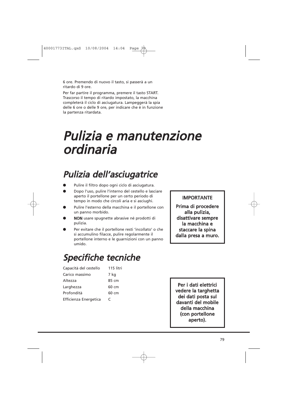 Ssp pe ecciiffiicch he e tte eccn niicch he e | Candy AB CDV 671 X SY User Manual | Page 79 / 100