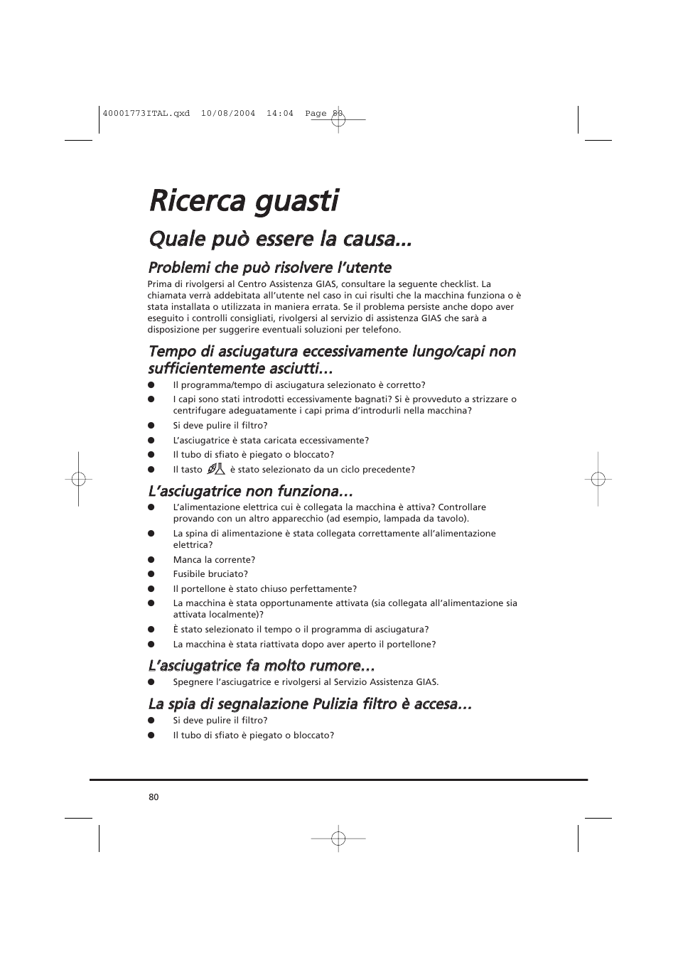 Rriicce errcca a g gu ua assttii | Candy AB CDV 671 X SY User Manual | Page 80 / 100