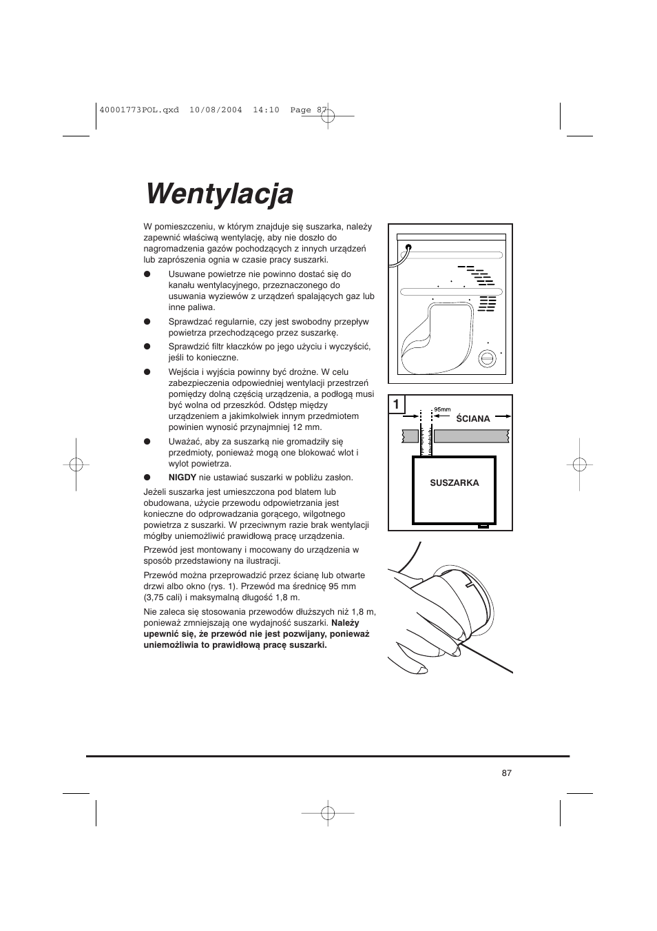 Wentylacja | Candy AB CDV 671 X SY User Manual | Page 87 / 100