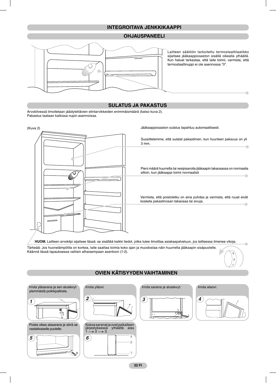 Sulatus ja pakastus | Candy CFBD 2650 A SN User Manual | Page 32 / 44