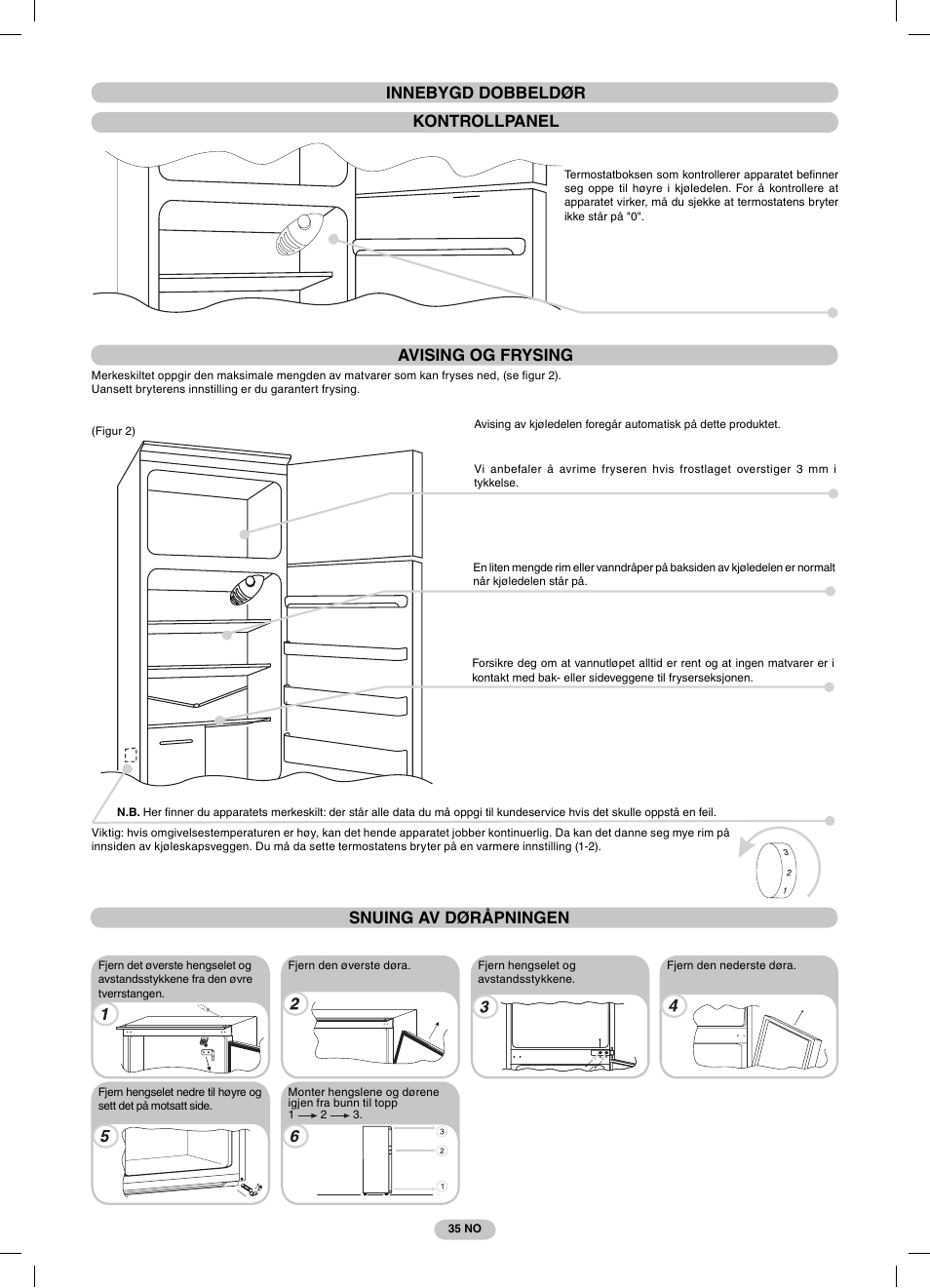 Avising og frysing | Candy CFBD 2650 A SN User Manual | Page 35 / 44