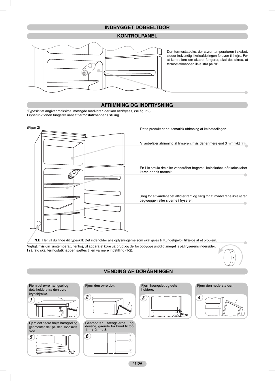 Afrimning og indfrysning | Candy CFBD 2650 A SN User Manual | Page 41 / 44