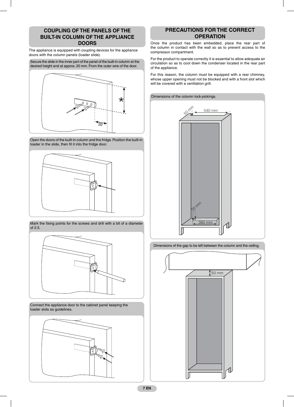 Precautions for the correct operation | Candy CFBD 2650 A SN User Manual | Page 7 / 44