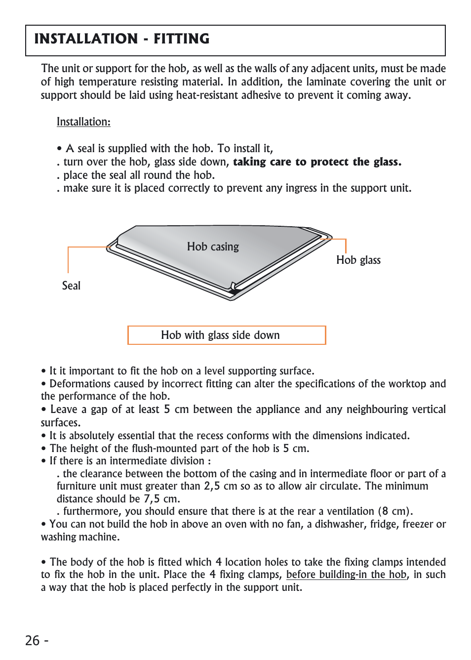 Installation - fitting | Candy VI 64 CPN User Manual | Page 5 / 20