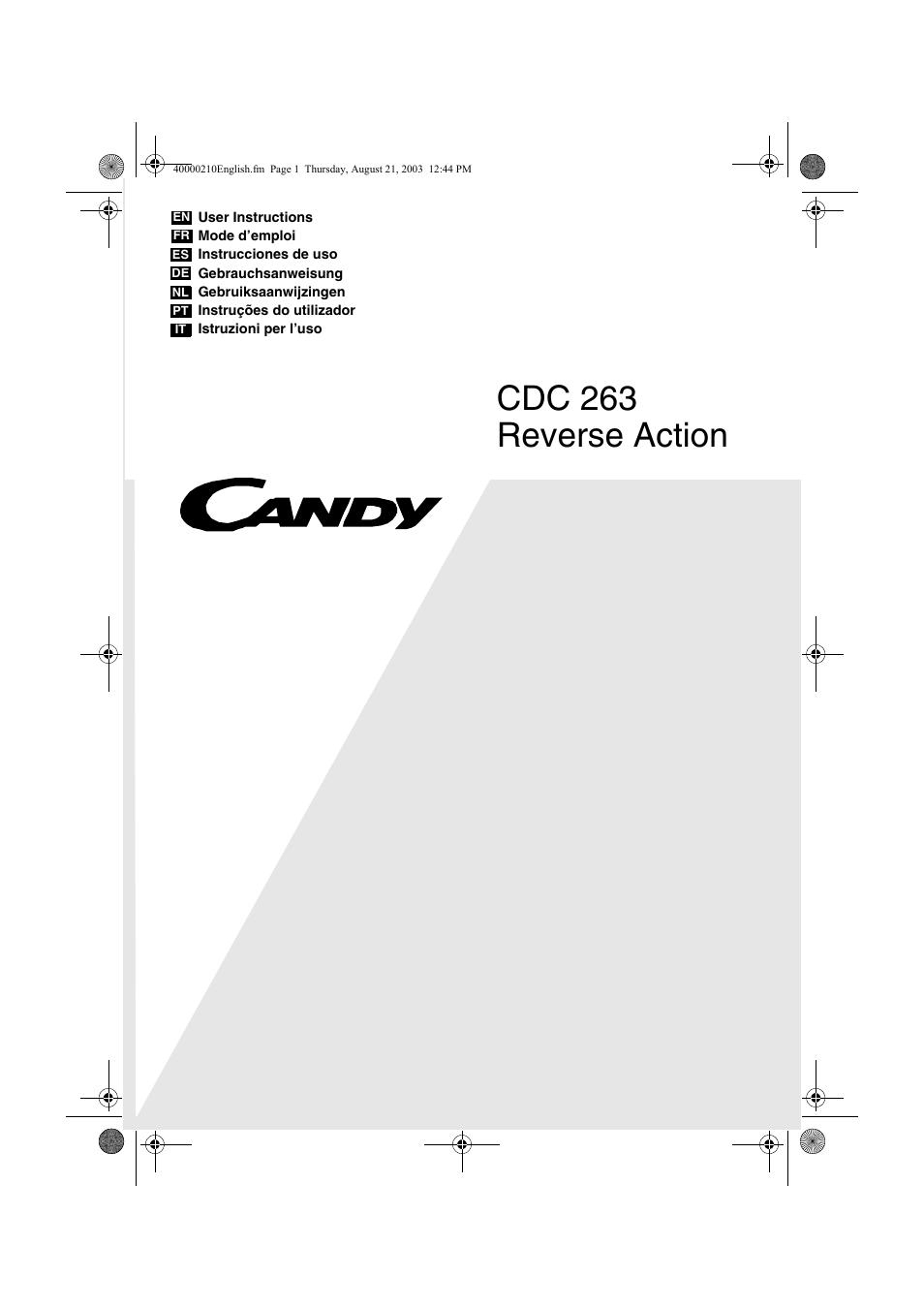 Candy AB CDC 263 User Manual | 80 pages
