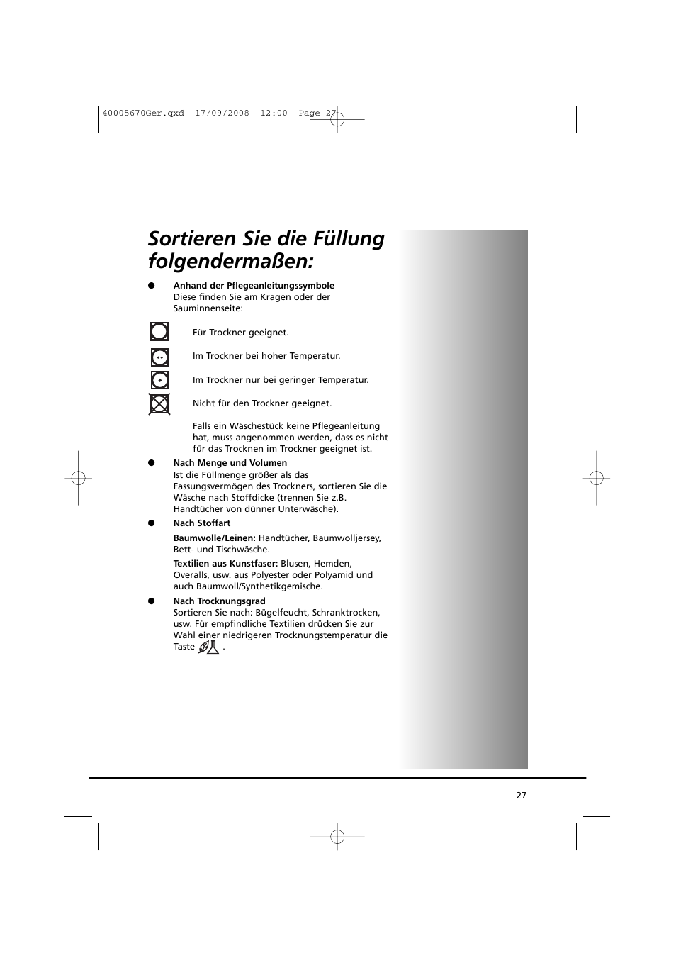 Sortieren sie die füllung folgendermaßen | Candy GO DC 78GT-37S User Manual | Page 27 / 110