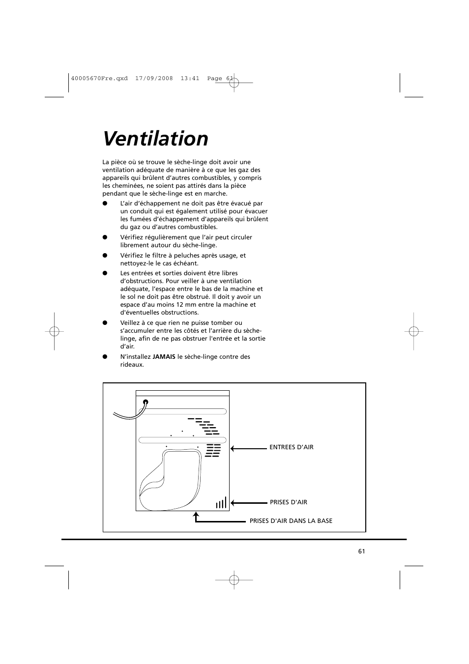 Ventilation | Candy GO DC 78GT-37S User Manual | Page 61 / 110
