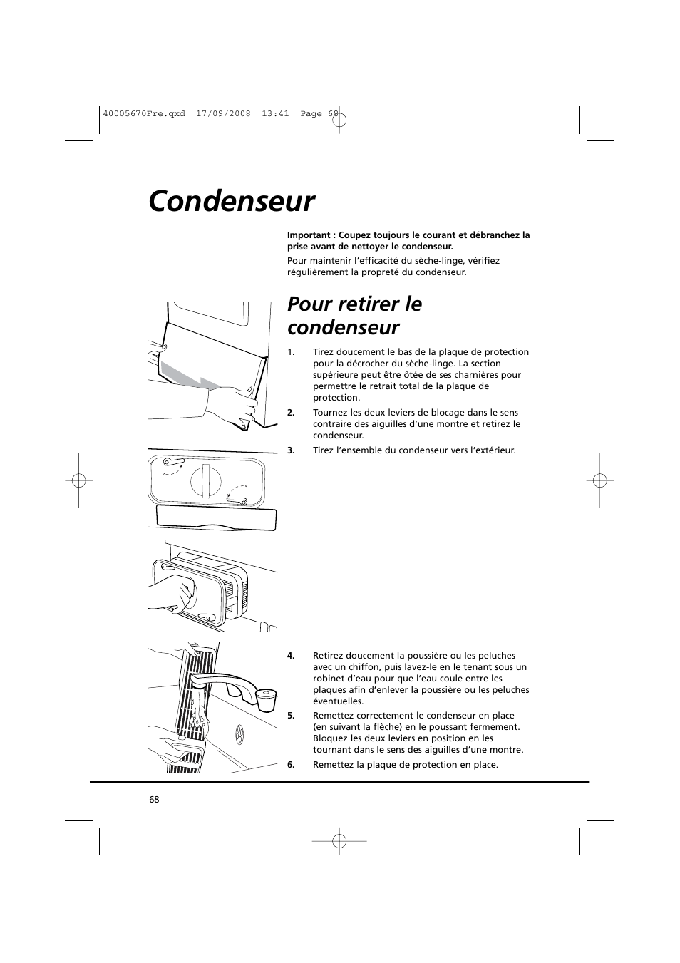Condenseur, Pour retirer le condenseur | Candy GO DC 78GT-37S User Manual | Page 68 / 110