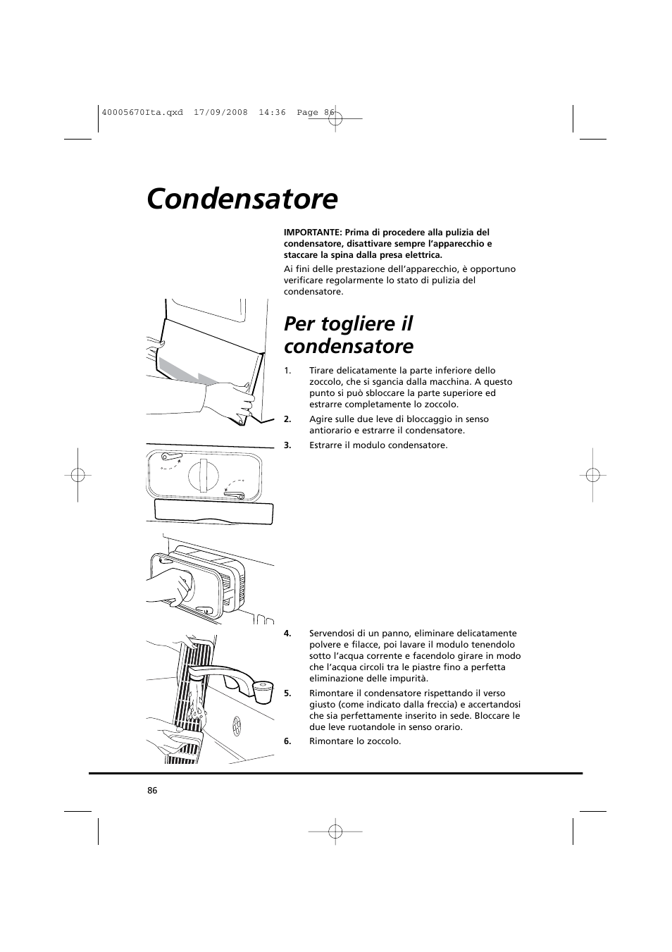 Condensatore, Per togliere il condensatore | Candy GO DC 78GT-37S User Manual | Page 86 / 110