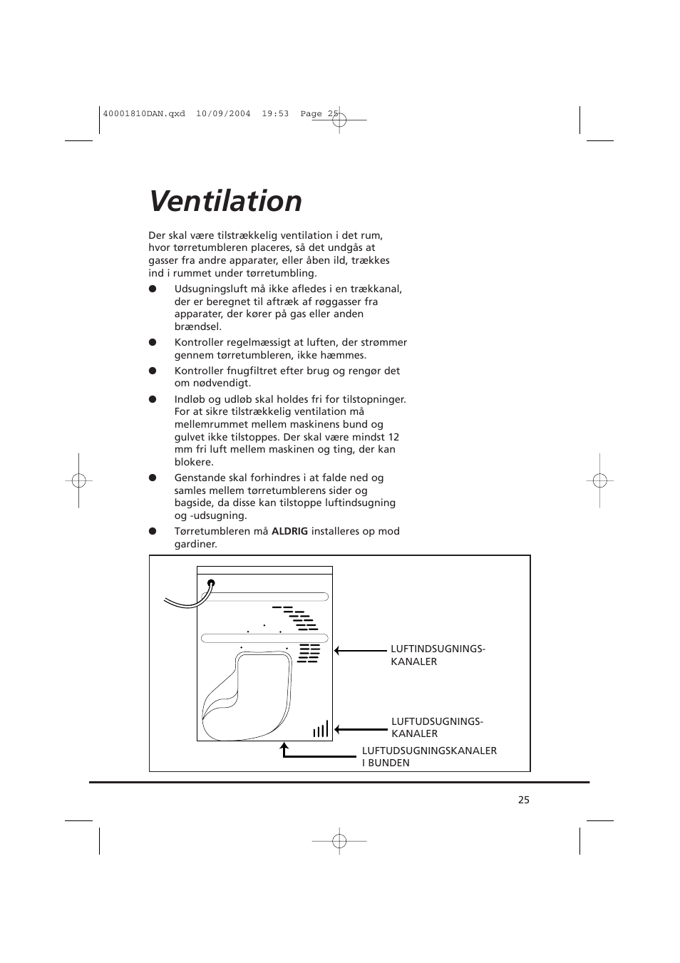 Ventilation | Candy CDC779X User Manual | Page 25 / 92
