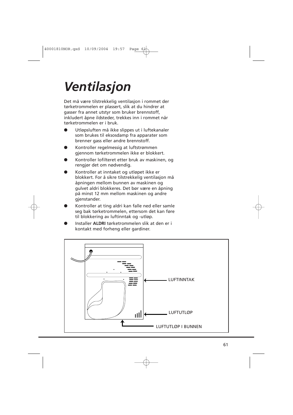 Ventilasjon | Candy CDC779X User Manual | Page 61 / 92
