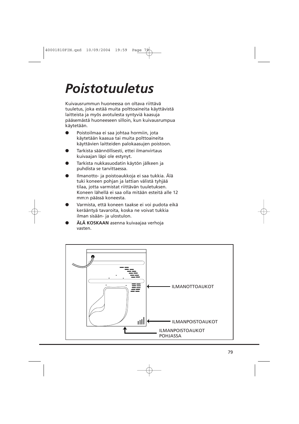 Poistotuuletus | Candy CDC779X User Manual | Page 79 / 92