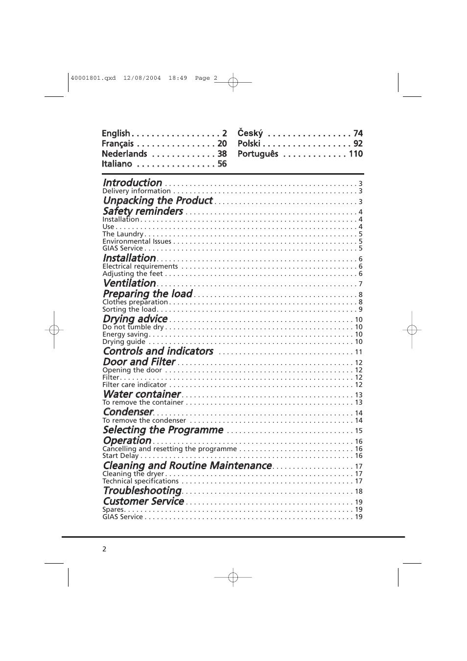Candy AB CDC 679 X SY User Manual | Page 2 / 128