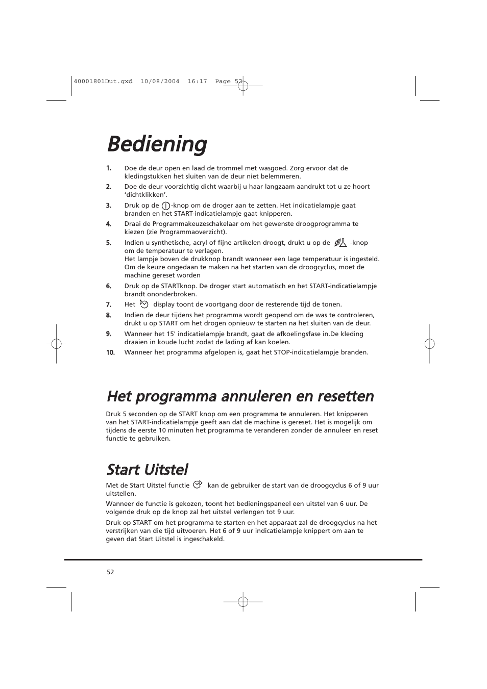 Bbe ed diie en niin ng g, Sstta arrtt u uiittsstte ell | Candy AB CDC 679 X SY User Manual | Page 52 / 128