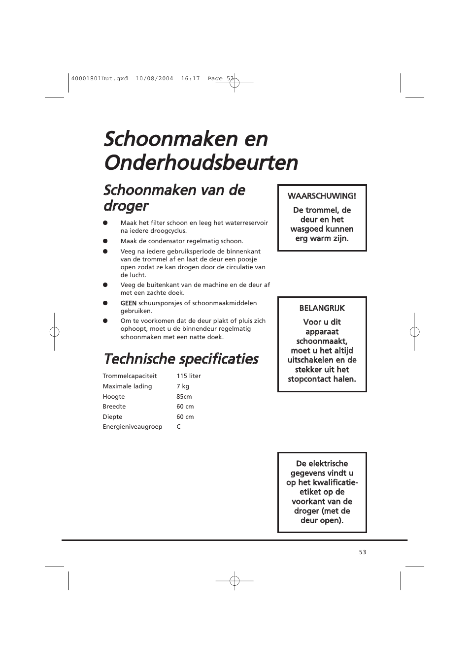 Candy AB CDC 679 X SY User Manual | Page 53 / 128