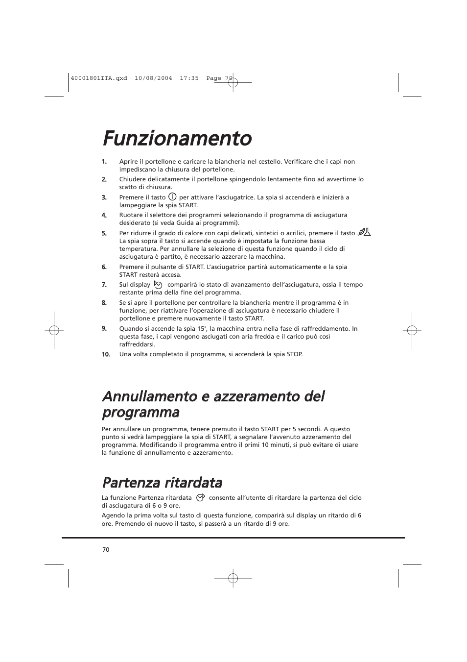 Ffu un nz ziio on na am me en ntto o, Ppa arrtte en nz za a rriitta arrd da atta a | Candy AB CDC 679 X SY User Manual | Page 70 / 128