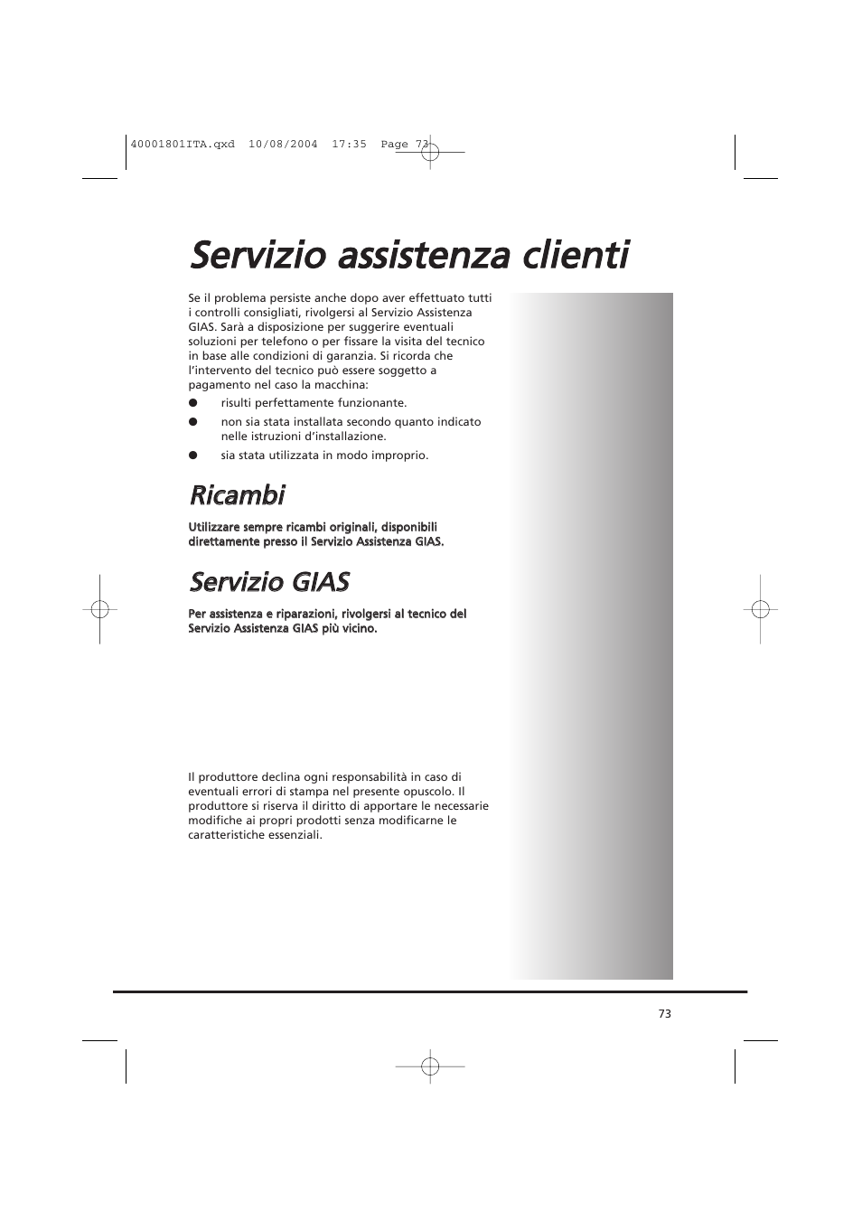 Rriicca am mb bii, Sse errv viiz ziio o g giia as s | Candy AB CDC 679 X SY User Manual | Page 73 / 128