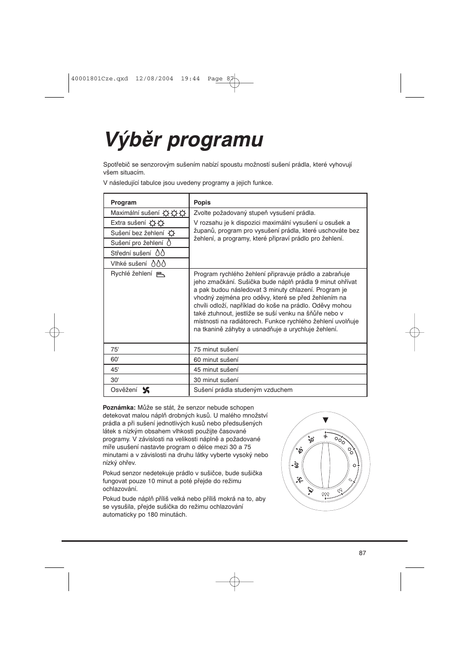 Výběr programu | Candy AB CDC 679 X SY User Manual | Page 87 / 128
