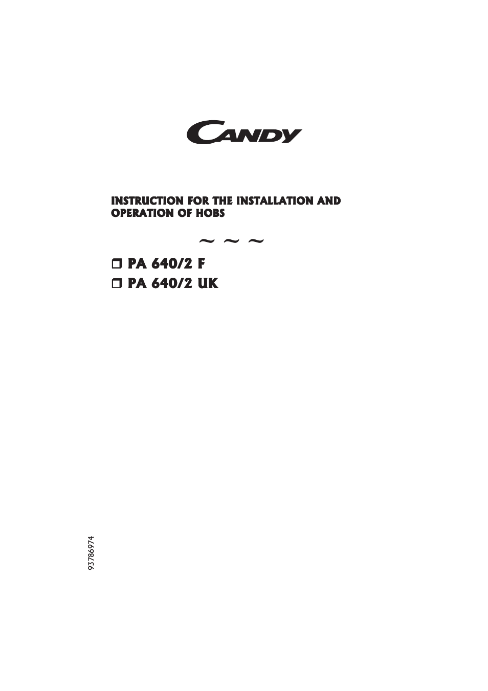 Candy PA 640__2 X UK User Manual | 16 pages