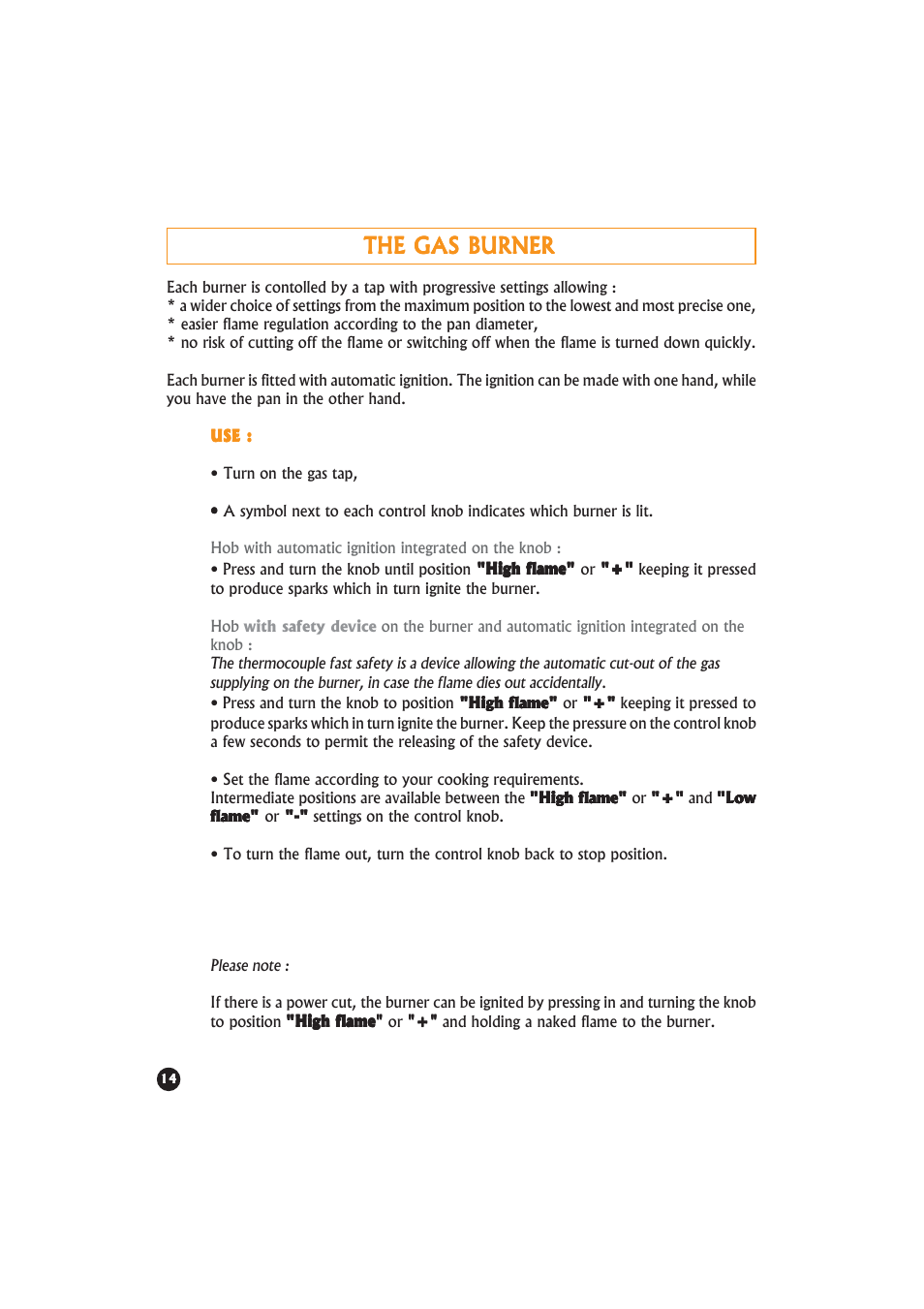 The gas burner | Candy PA 640__2 X UK User Manual | Page 14 / 16