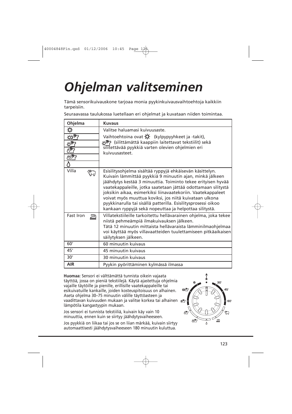Ohjelman valitseminen | Candy GO DC 78-01S User Manual | Page 123 / 236