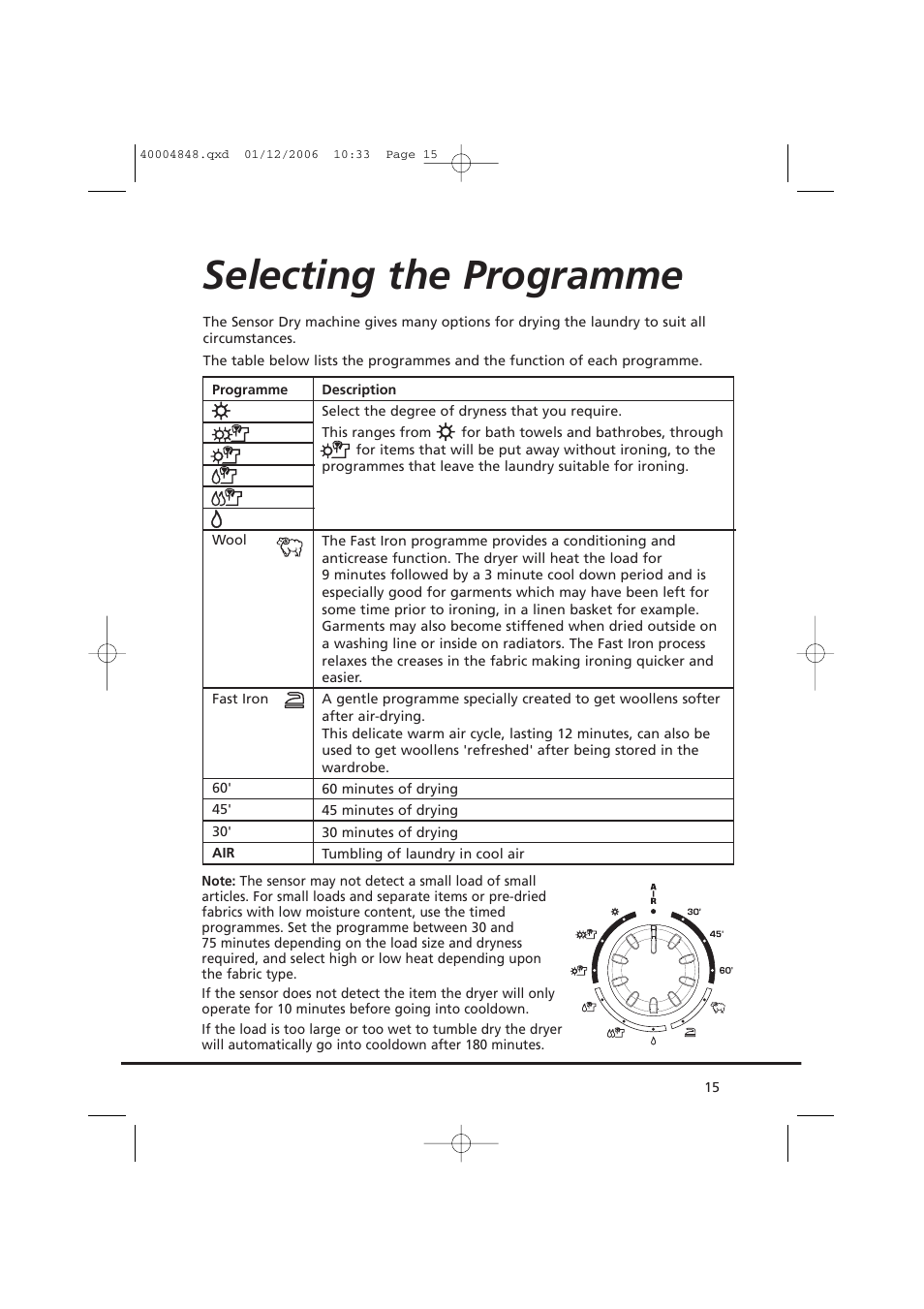 Selecting the programme | Candy GO DC 78-01S User Manual | Page 15 / 236