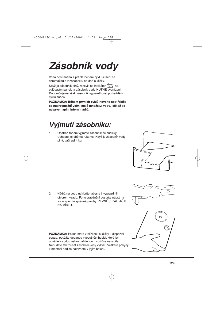 Zásobník vody, Vyjmutí zásobníku | Candy GO DC 78-01S User Manual | Page 229 / 236