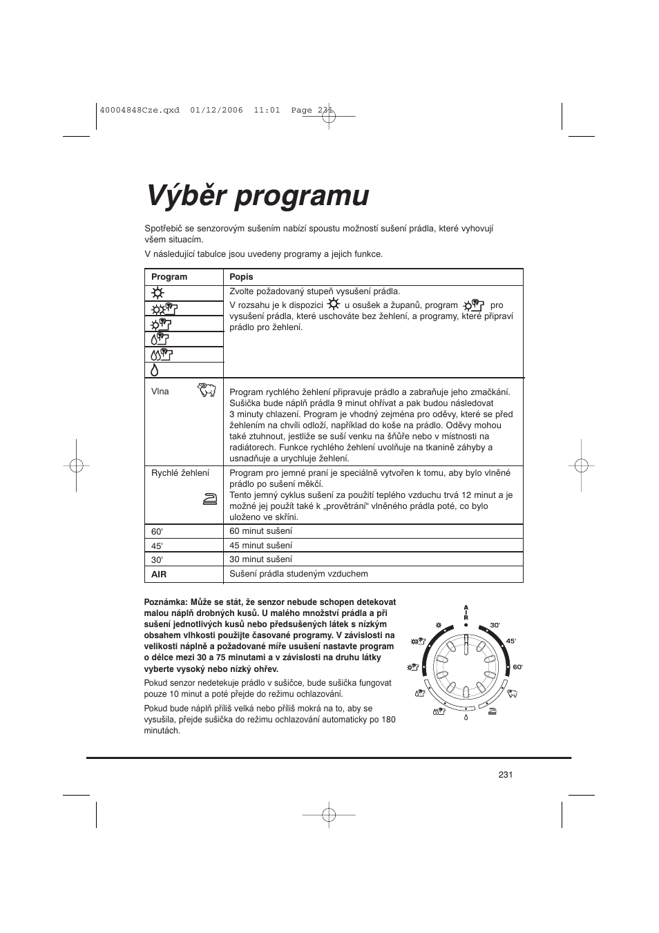 Výběr programu | Candy GO DC 78-01S User Manual | Page 231 / 236