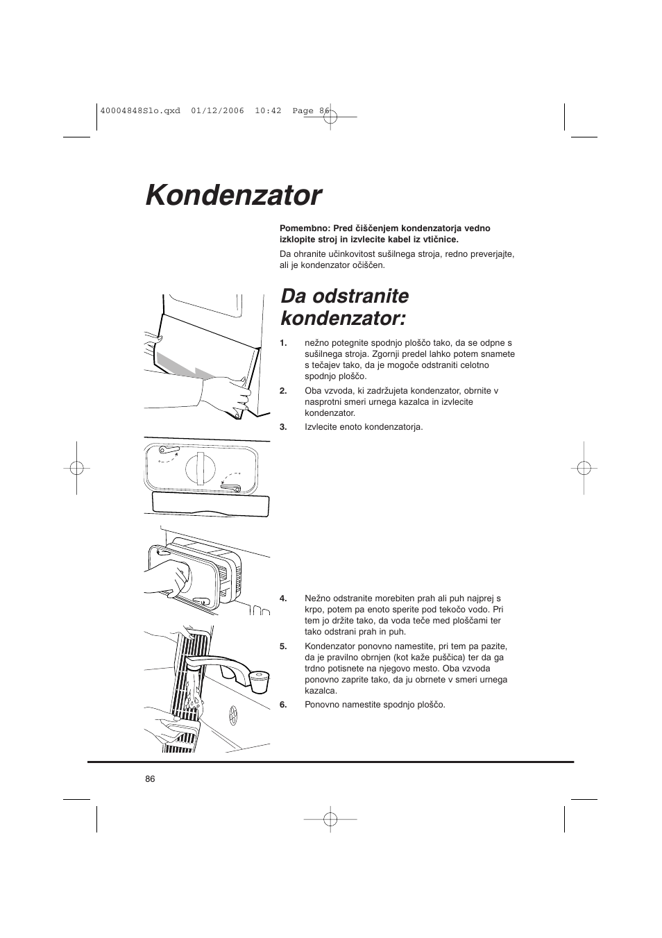 Kondenzator, Da odstranite kondenzator | Candy GO DC 78-01S User Manual | Page 86 / 236