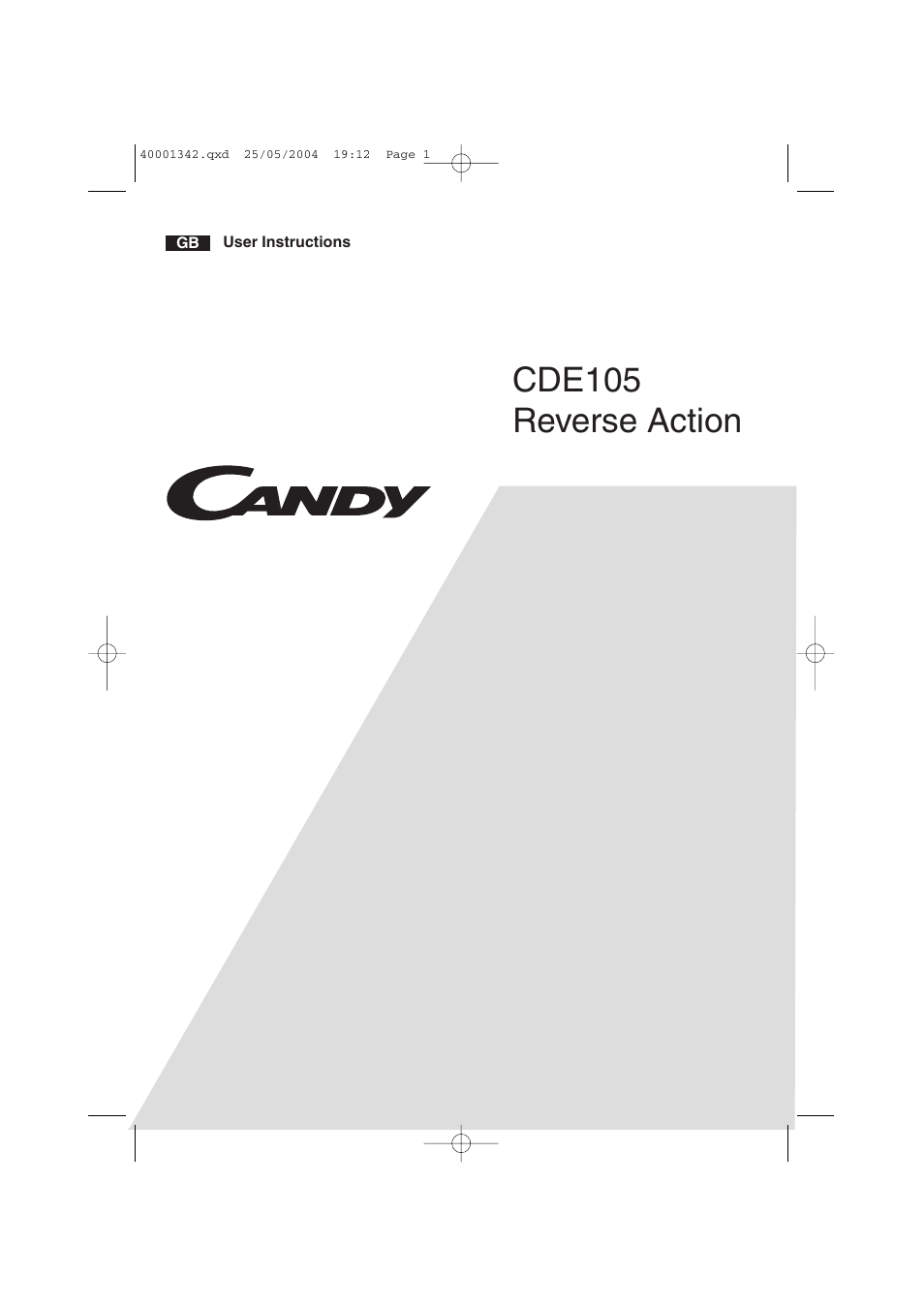 Candy AB CDE 105 -80 User Manual | 16 pages