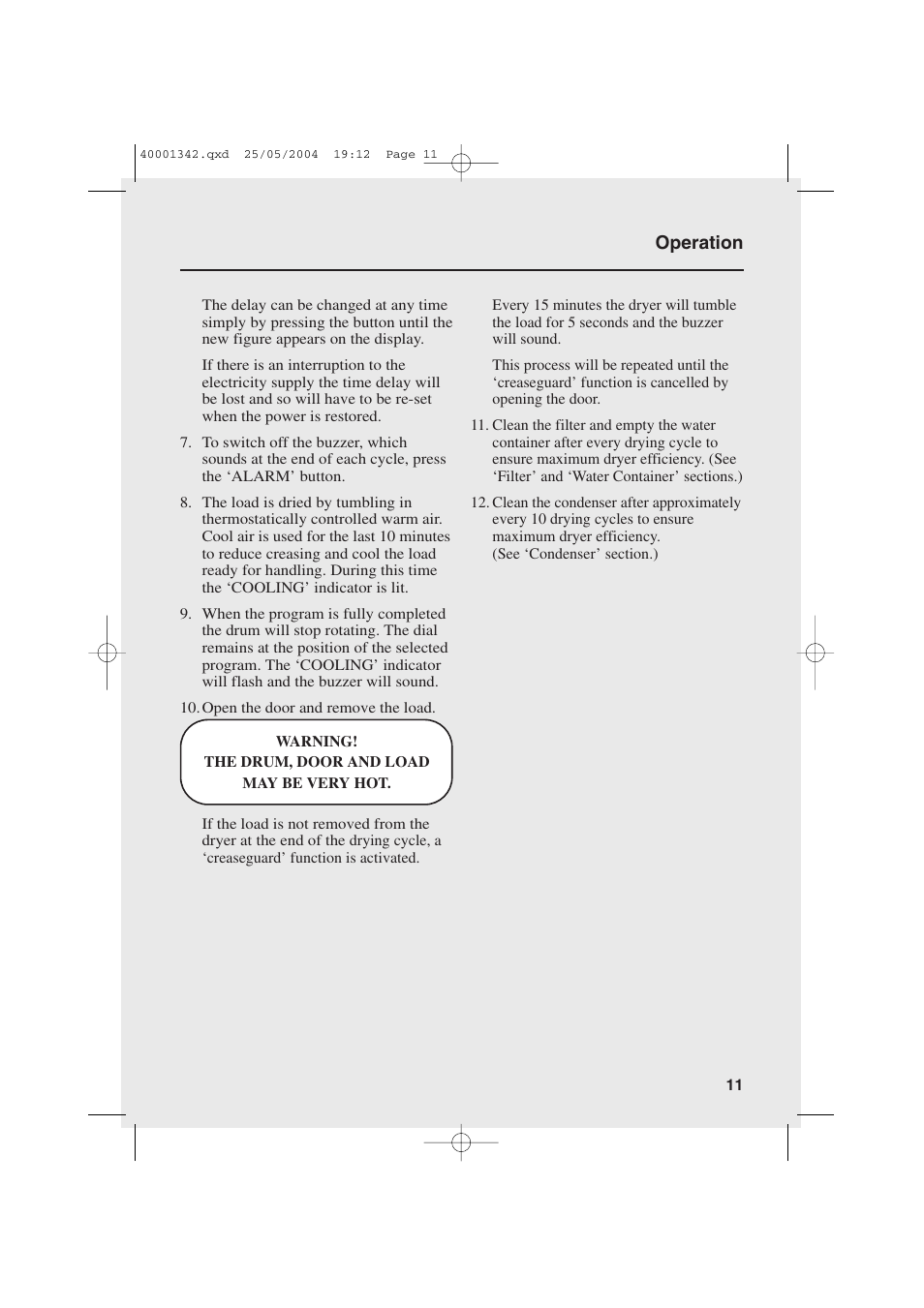 Candy AB CDE 105 -80 User Manual | Page 11 / 16