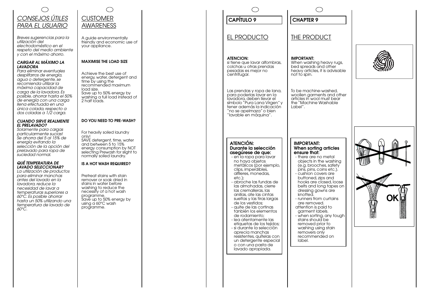 El producto, The product, Customer awareness | Consejos útiles para el usuario | Candy CB 63 T ES User Manual | Page 10 / 17