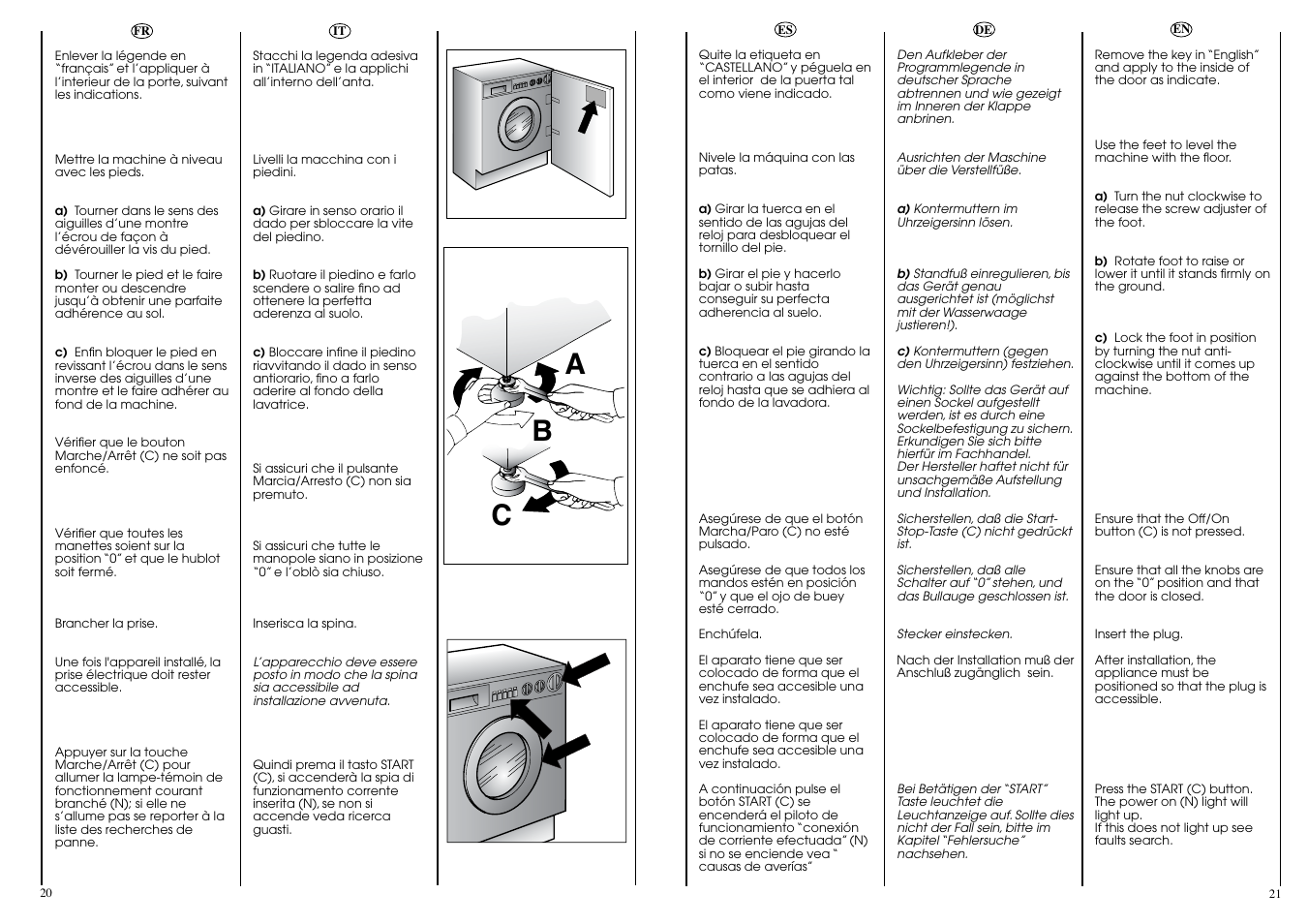 Ab c | Candy WD CIW 100 T User Manual | Page 11 / 41